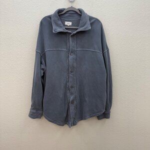 Joah Brown Blue Oversize Cotton Button Up Shirt Jacket Womens Medium/Large USA